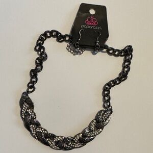 Paparazzi Twisted Black and Silver Necklace